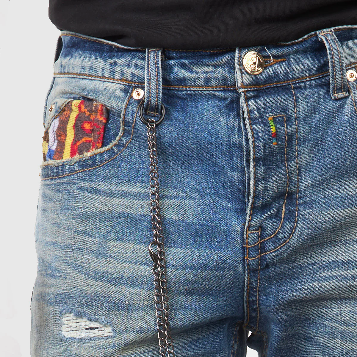 COOGI Brilliant Mixed-Media Sweater Piece Denim Jeans - Image 3