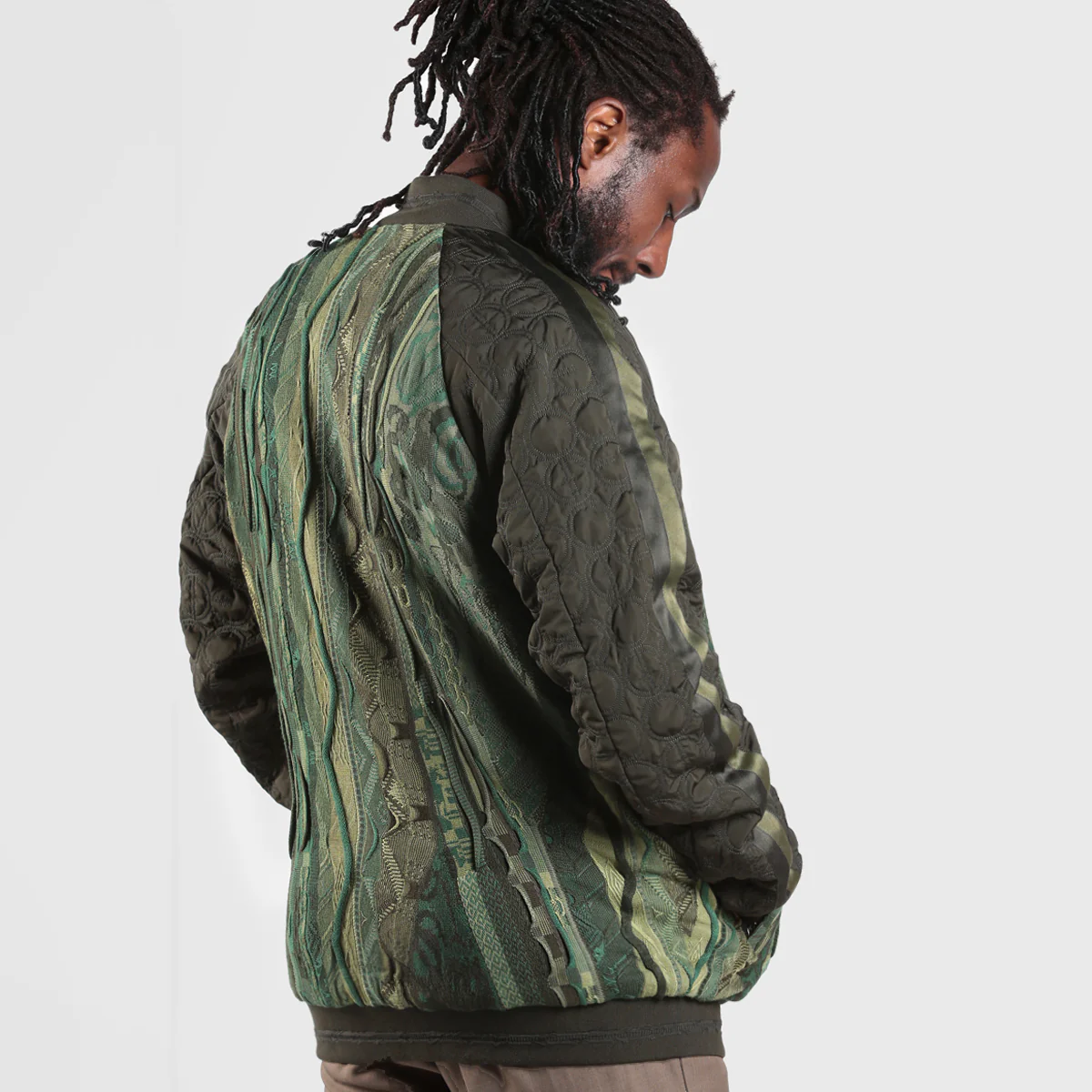 COOGI Sweater Patched Jacket - Olive - Image 3