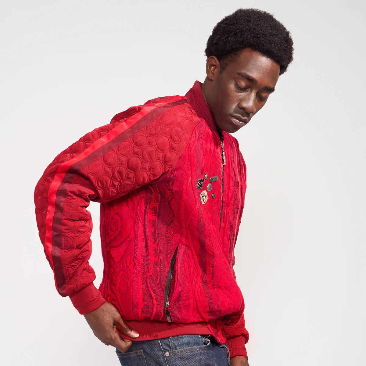 COOGI Sweater Patched Jacket - Red - Image 3