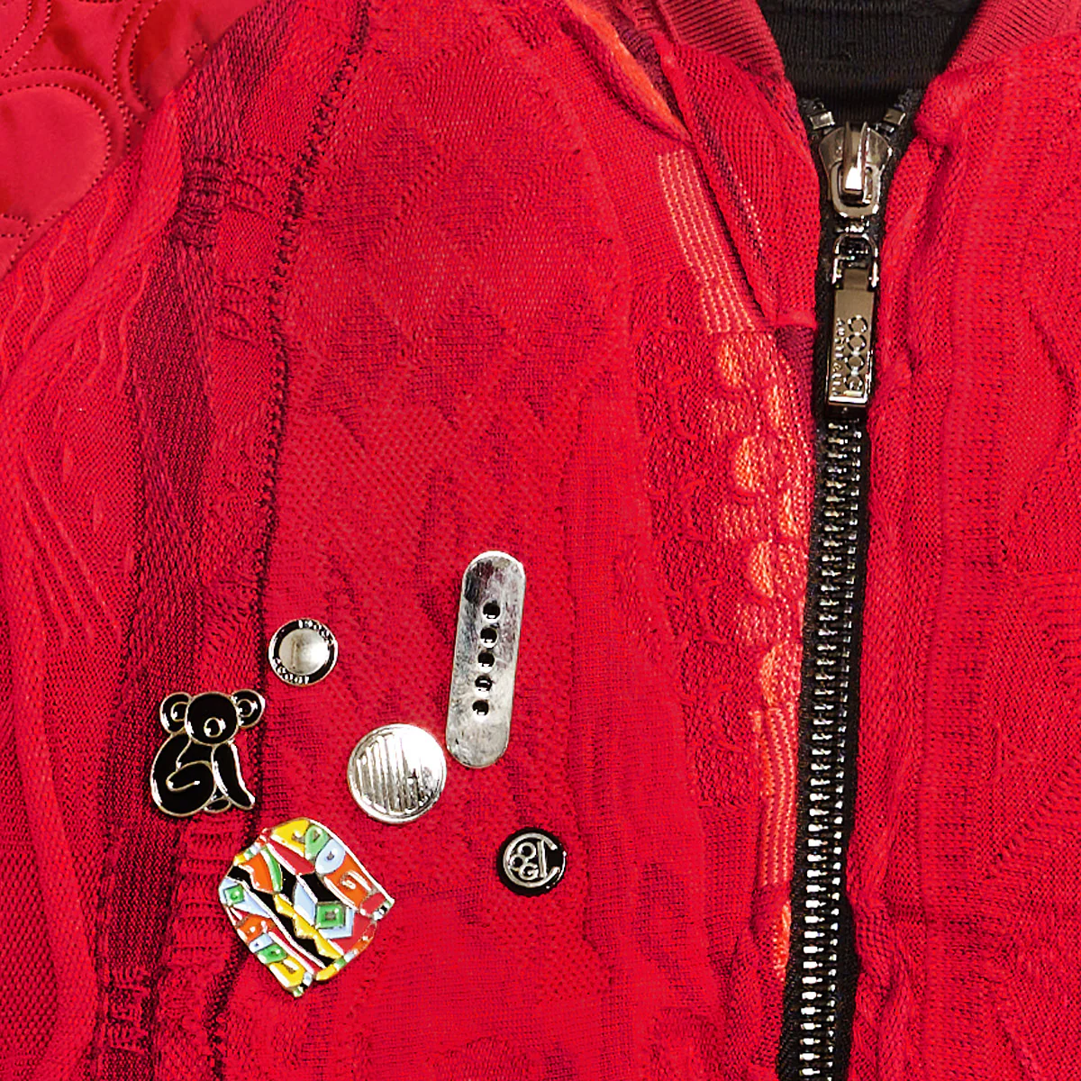 COOGI Sweater Patched Jacket - Red - Image 4