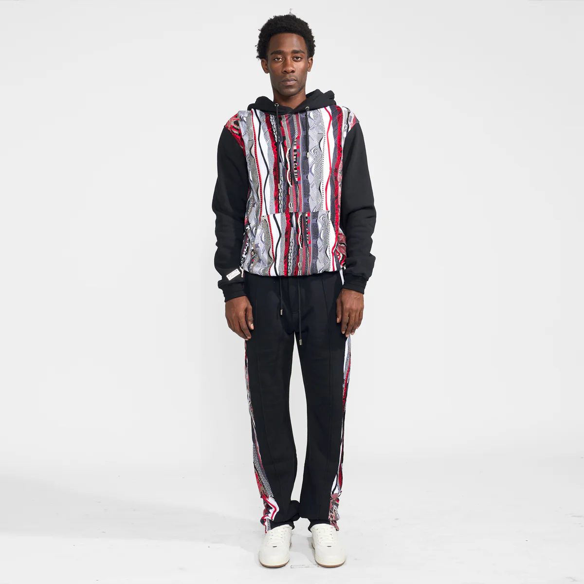 COOGI Sweater Pieced Fleece Jogger - Red-Black - Image 3