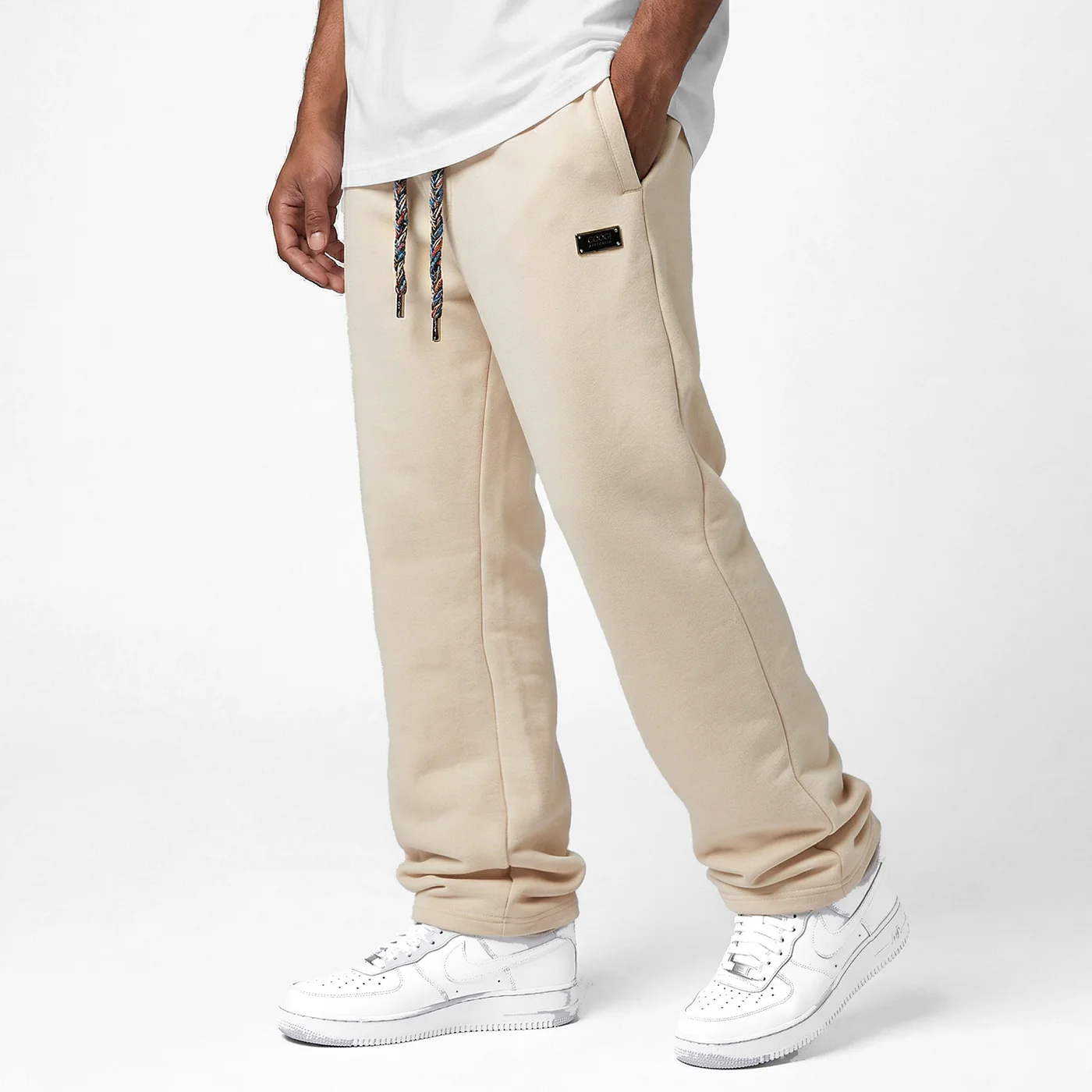 New - COOGI  - Block Logo and Statement Sweat Pant - Oversized - Bone: COOGI Crown Reserve HeavyLuxe Fleece - Image 3