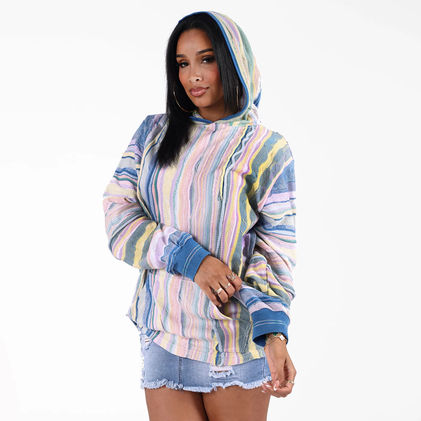 New - COOGI Light Weight Sweater Knit Hoody in Pink and Blue - Image 5