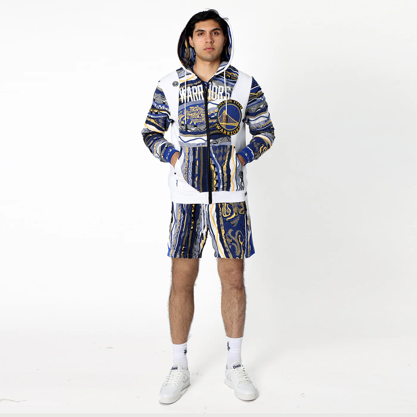 New - COOGI X NBA X Protege -Golden State Warriors Sweater Knit Basketball Shorts - Image 7