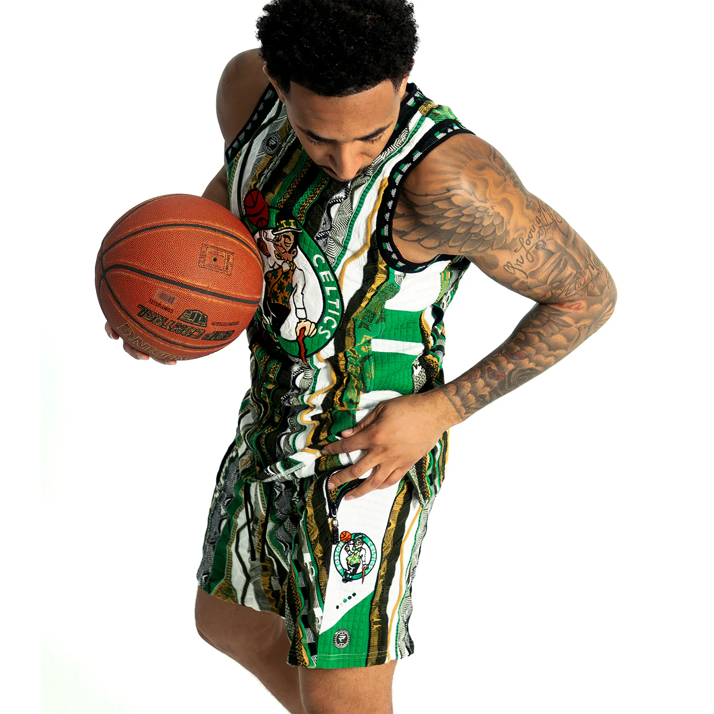New - COOGI X NBA X Protege - Boston Celtics Sweater Knit Basketball Shorts - Image 3