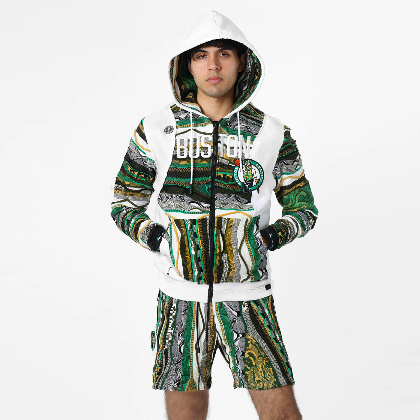 New - COOGI X NBA X Protege - Boston Celtics Sweater Knit Basketball Shorts - Image 6